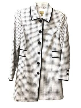 Caslon Black & White Check Trim Dress Suit Jacket